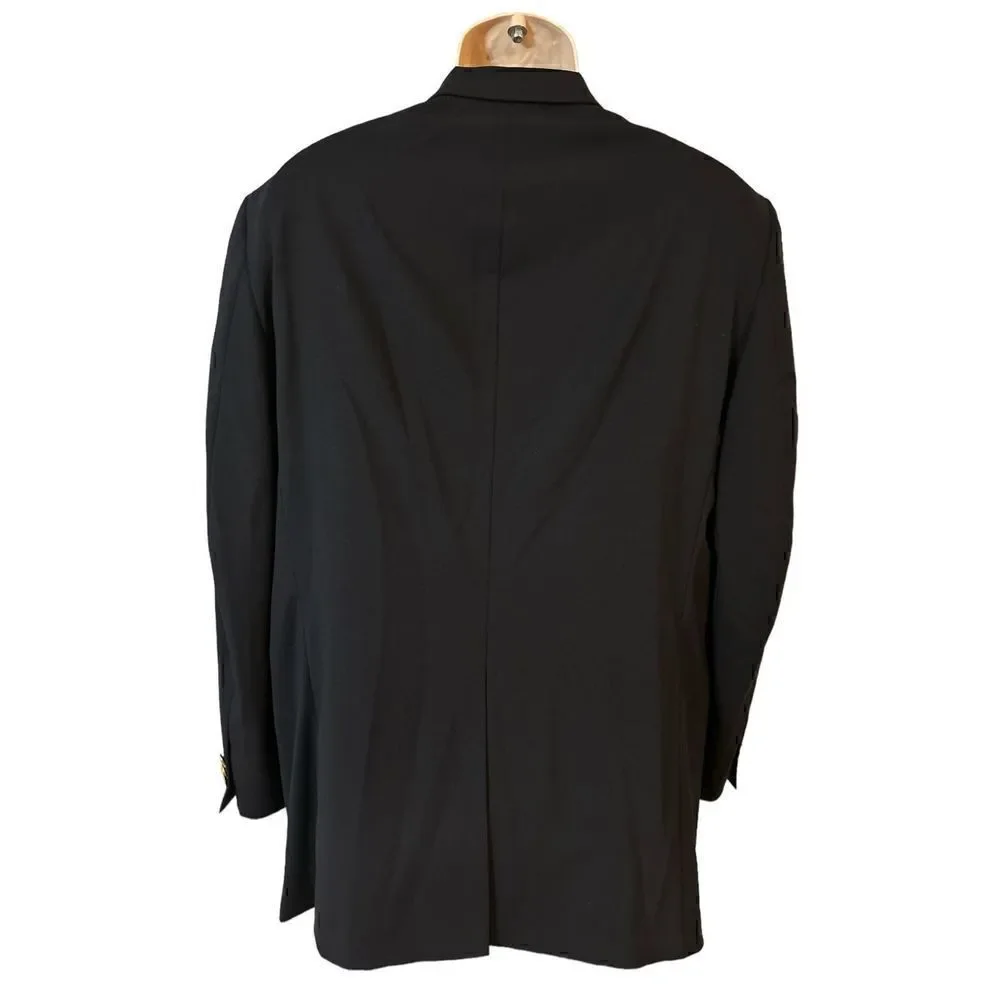 Alan Flusser Wool 2 Gold Button Blazer 44L Blue